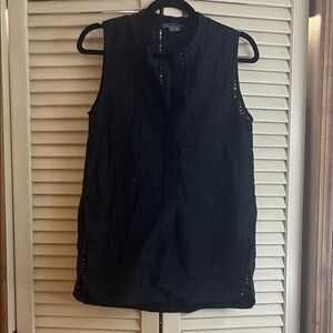 Vince Textured Black Sleeveless Top